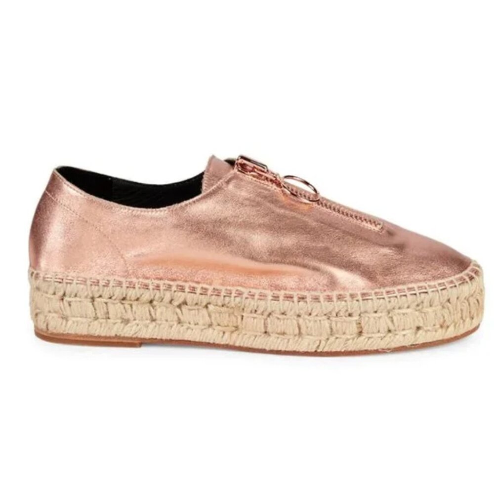 Alexander Wang Devon Rose Gold Metallic Platform Jute Espadrilles - 36